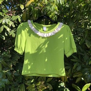 Courtyard la green lace trim ruffle T-shirt